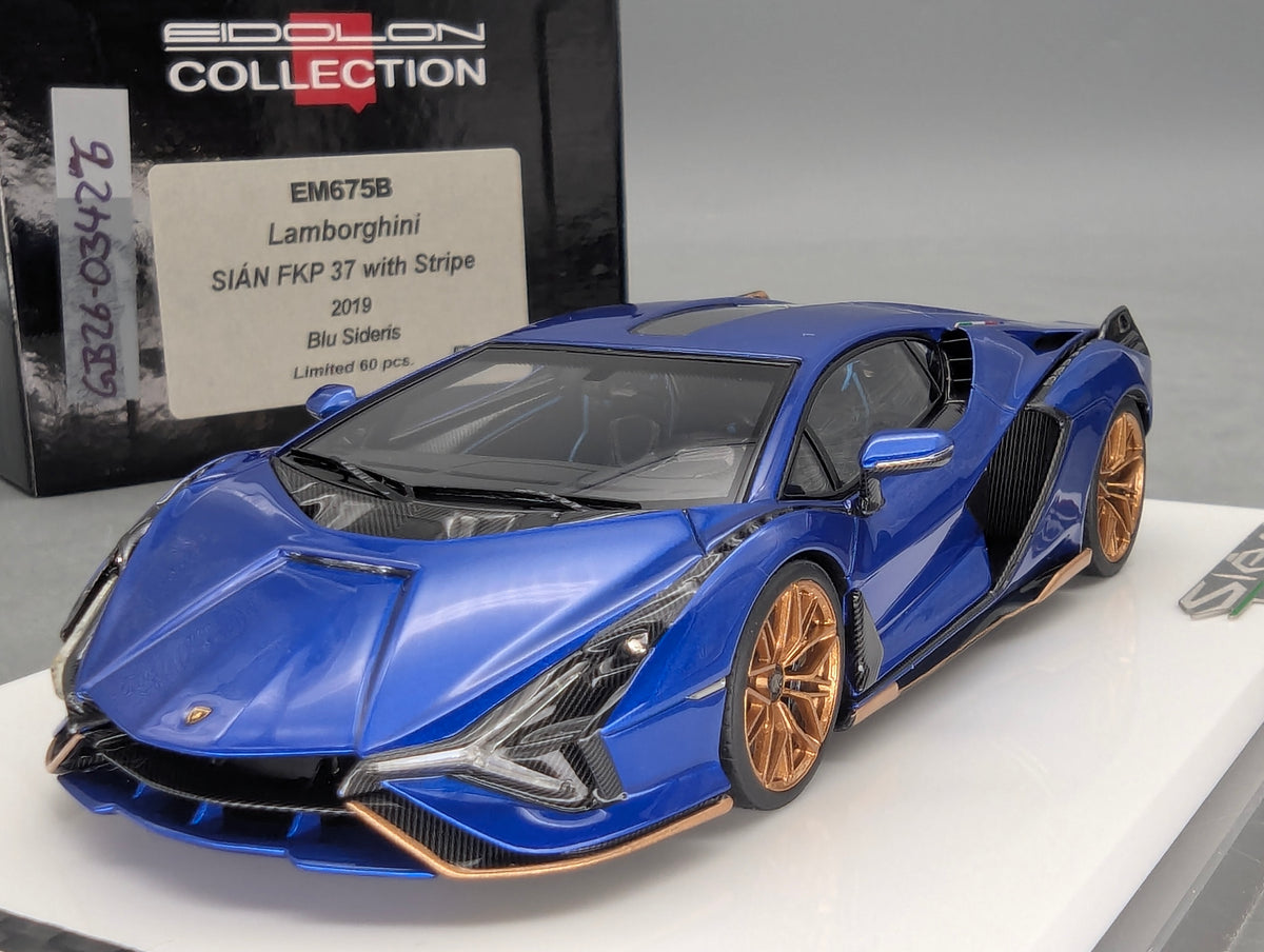 Eidolon Make Up 1:43 Lamborghini Sian FKP 37 with Stripe 2019 Blu 57/60 mit OVP