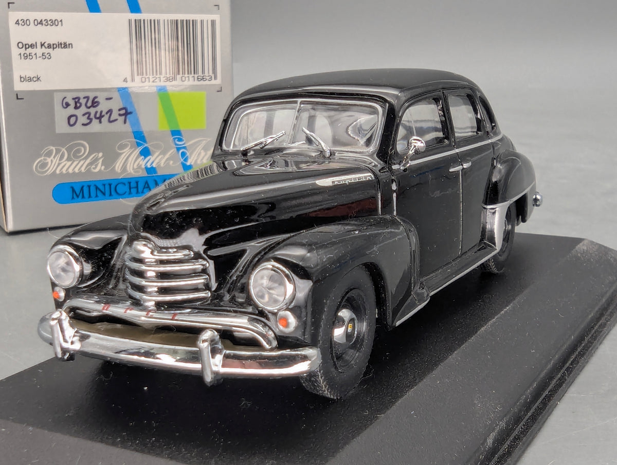 Modellautos 1:43 Minichamps Opel Kapitän 1951 Schwarzmit OVP