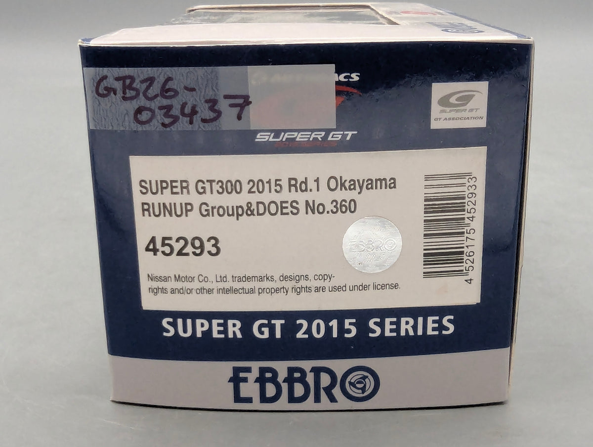 Modellautos 1:43 Ebbro 45293 Nissan Super GT300 Okayama 2015 Rd.1 #360 mit OVP