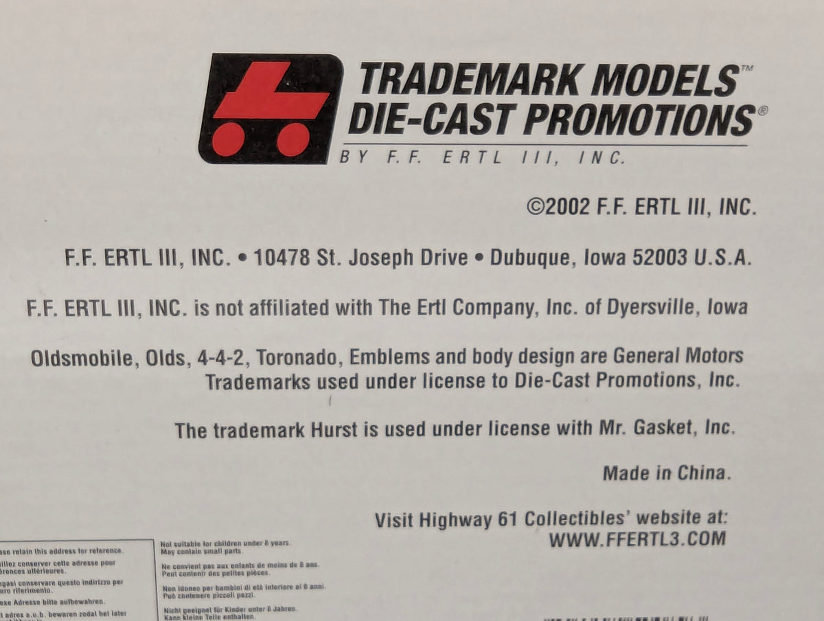Modellautos 1:18 Ertl Oldsmobile 1966 Hurst Hairy Olds mit OVP