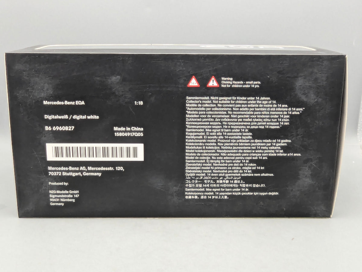 Modellautos 1:18 NZG Mercedes Benz EQA Digitalweiß mit Dealer OVP
