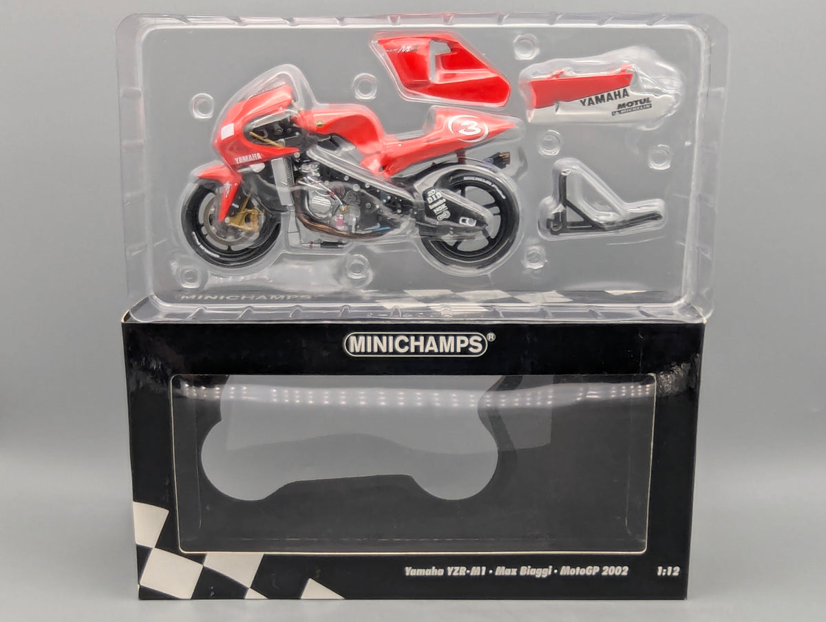 Motorrad Modell 1:12 Minichamps Yamaha YZR-M1 Moto GP 2002 #3 Max Biaggi mit OVP