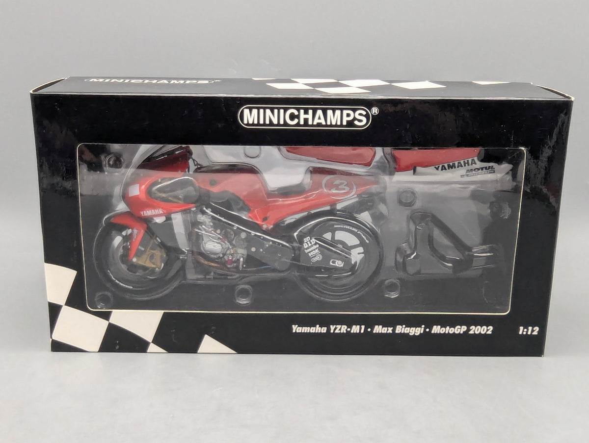 Motorrad Modell 1:12 Minichamps Yamaha YZR-M1 Moto GP 2002 #3 Max Biaggi mit OVP