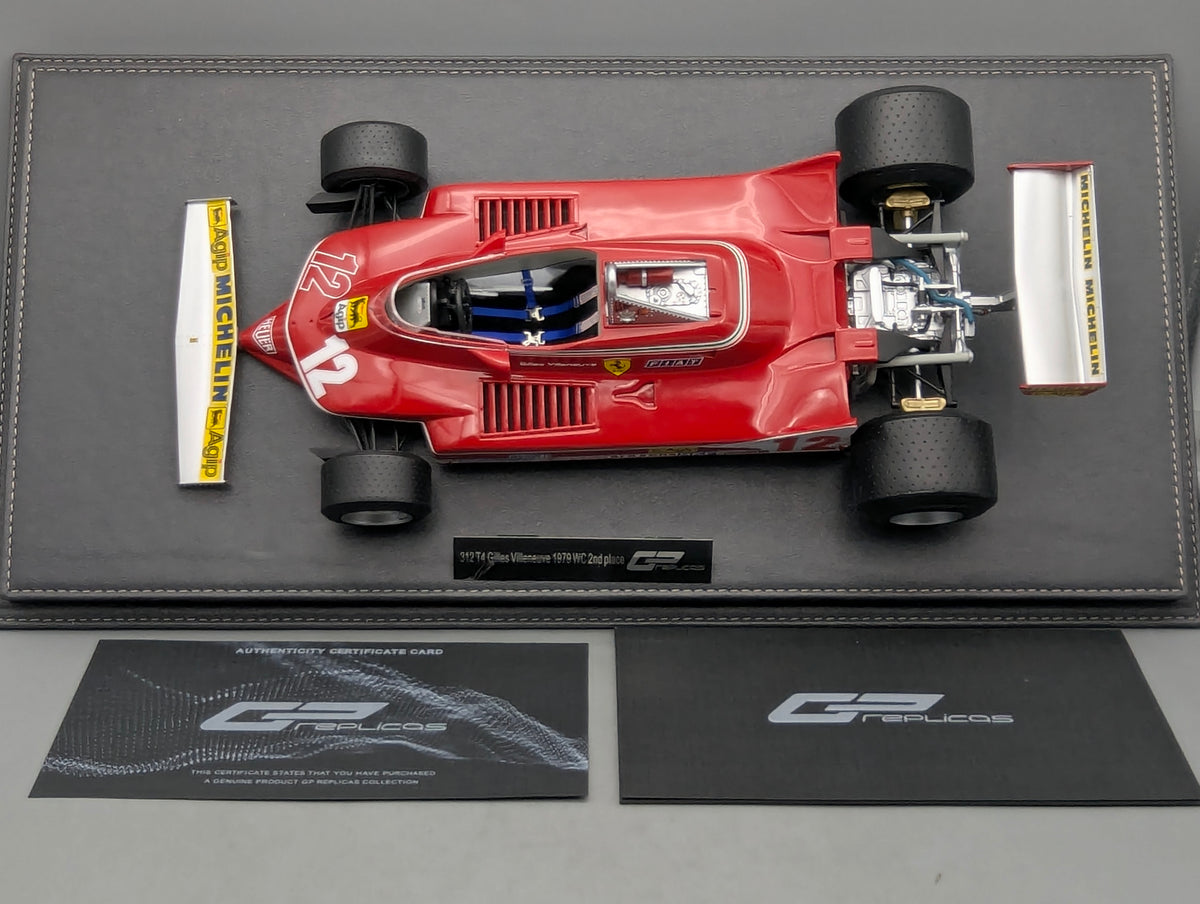 Modellautos 1:12 GP Replicas Ferrari 312 T4 2nd WC 1979 #12 G Villeneuve Vitrine