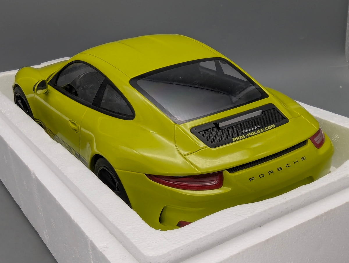 Modellautos 1:12 Minichamps Porsche 911 R Ring Police 2016 Lichtgrün mit OVP