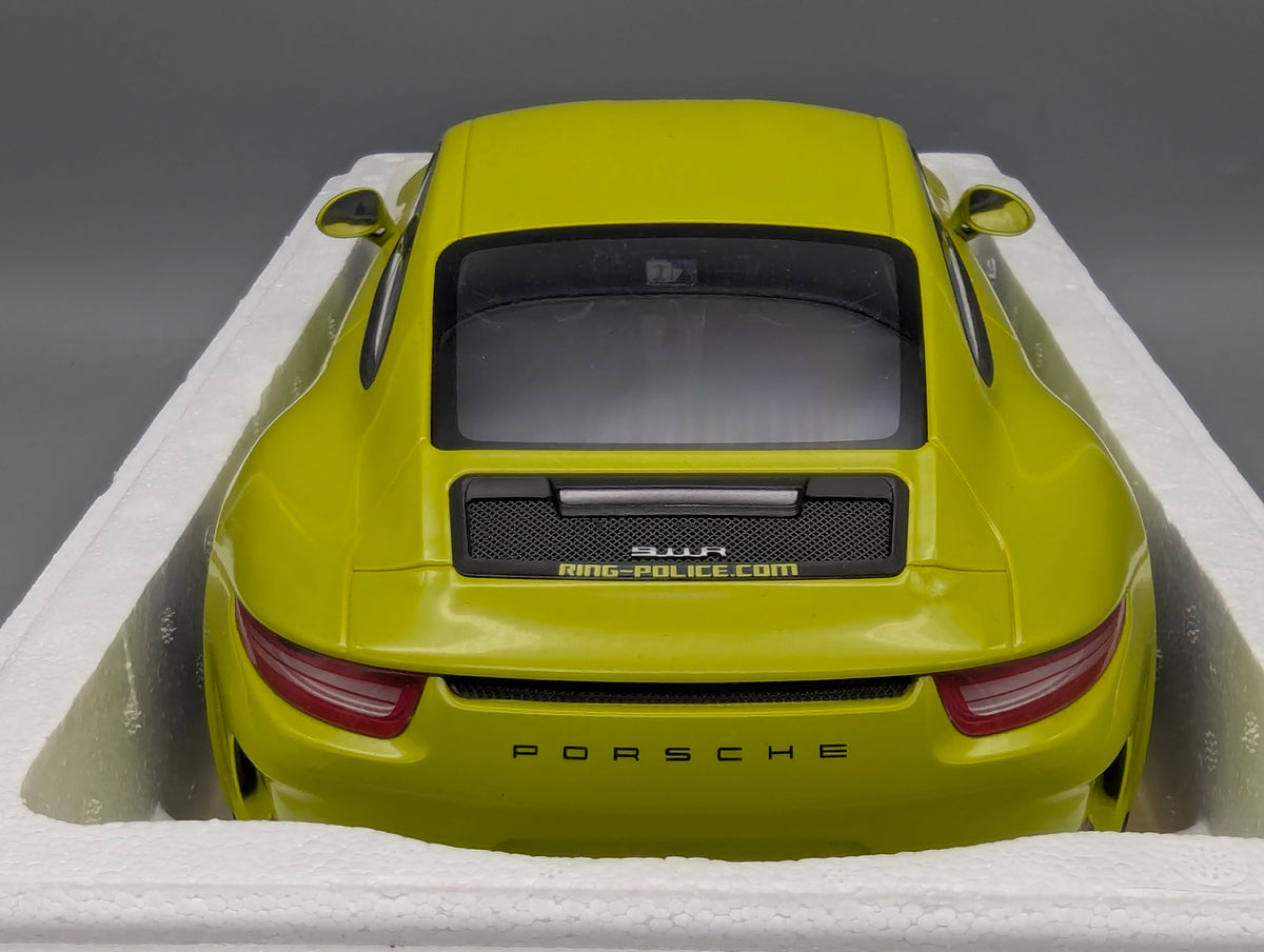 Modellautos 1:12 Minichamps Porsche 911 R Ring Police 2016 Lichtgrün mit OVP