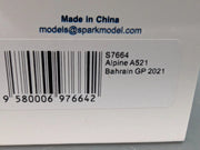 Modellautos 1:43 Spark S7664 Alpine A521 Bahrain GP 2021 #14 F. Alonso OVP