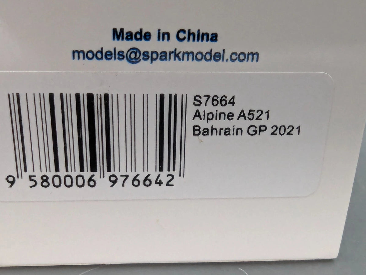 Modellautos 1:43 Spark S7664 Alpine A521 Bahrain GP 2021 #14 F. Alonso OVP