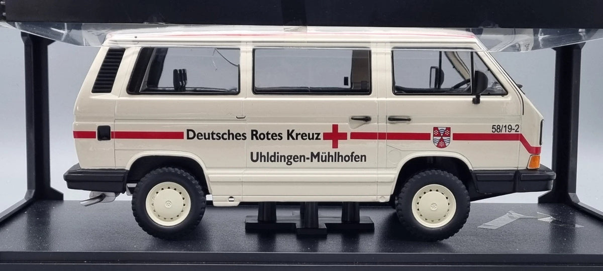 Modellautos 1:18 KK Scale VW Bus T3 Syncro Rotes Kreuz Uhldingen-Mühlhofen OVP