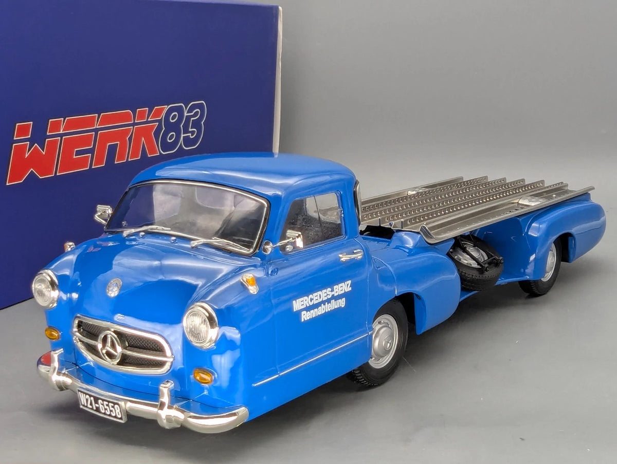 Modellautos 1:18 Werk83 iScale Mercedes Renntransporter Das blaue Wunder mit OVP
