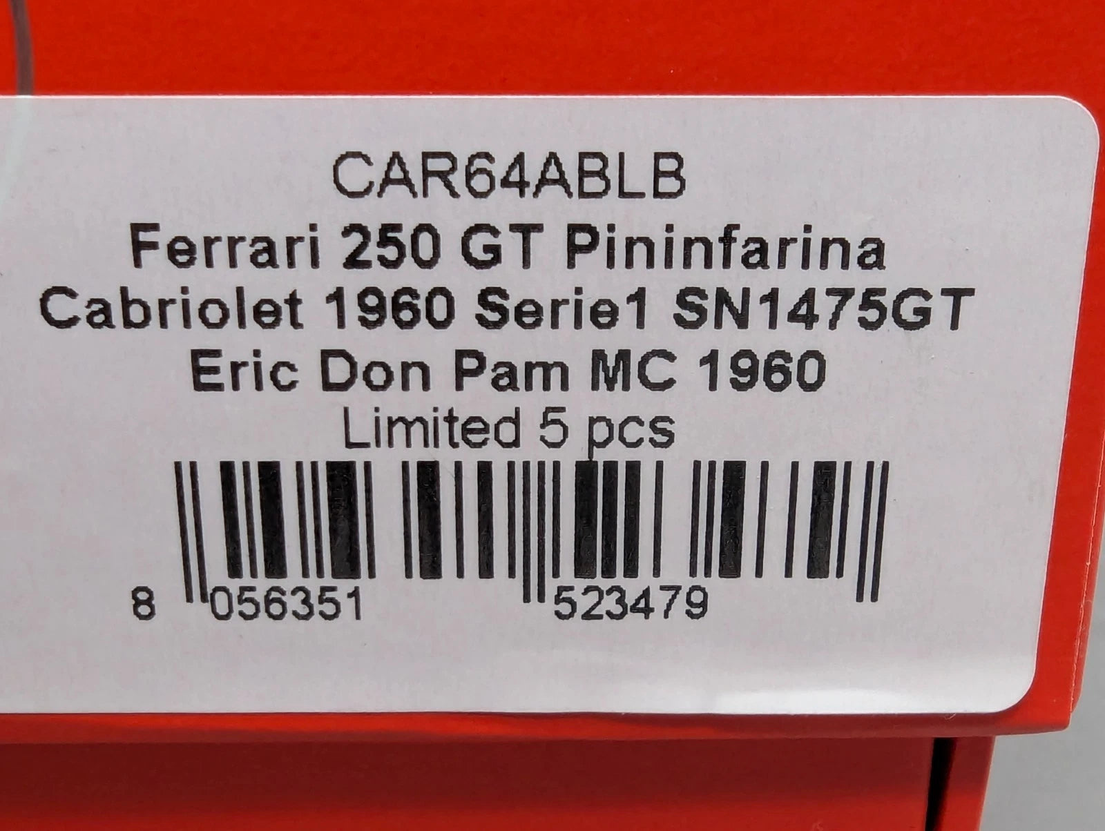 Modellautos 1:43 BBR Ferrari 250 GT Pininfarina Serie 1 Cabriolet 1/5 Stück OVP
