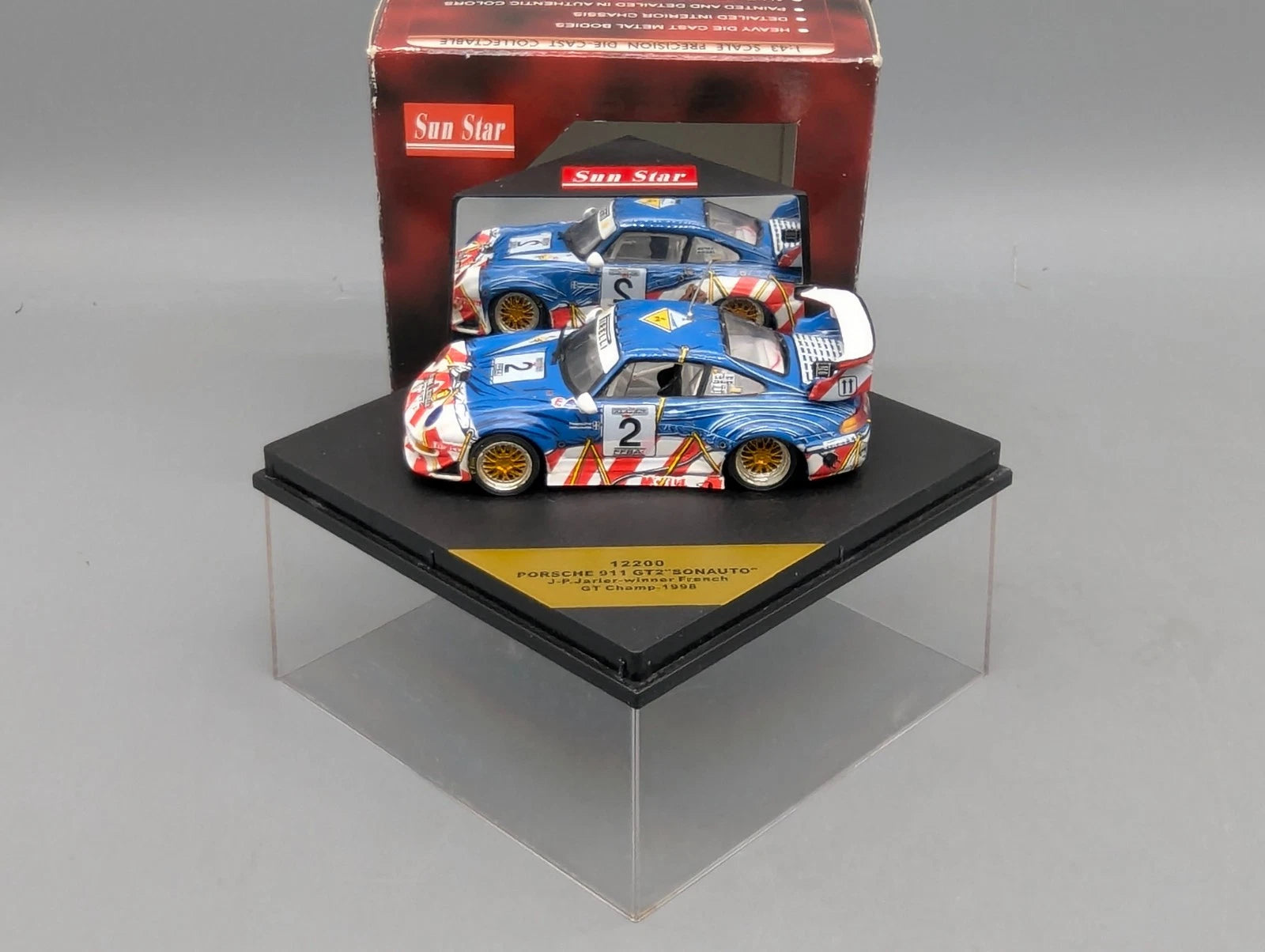 Modellautos 1:43 Sunstar Porsche 911 GT2 WINNER French GT 1998 #2 Jarrier OVP