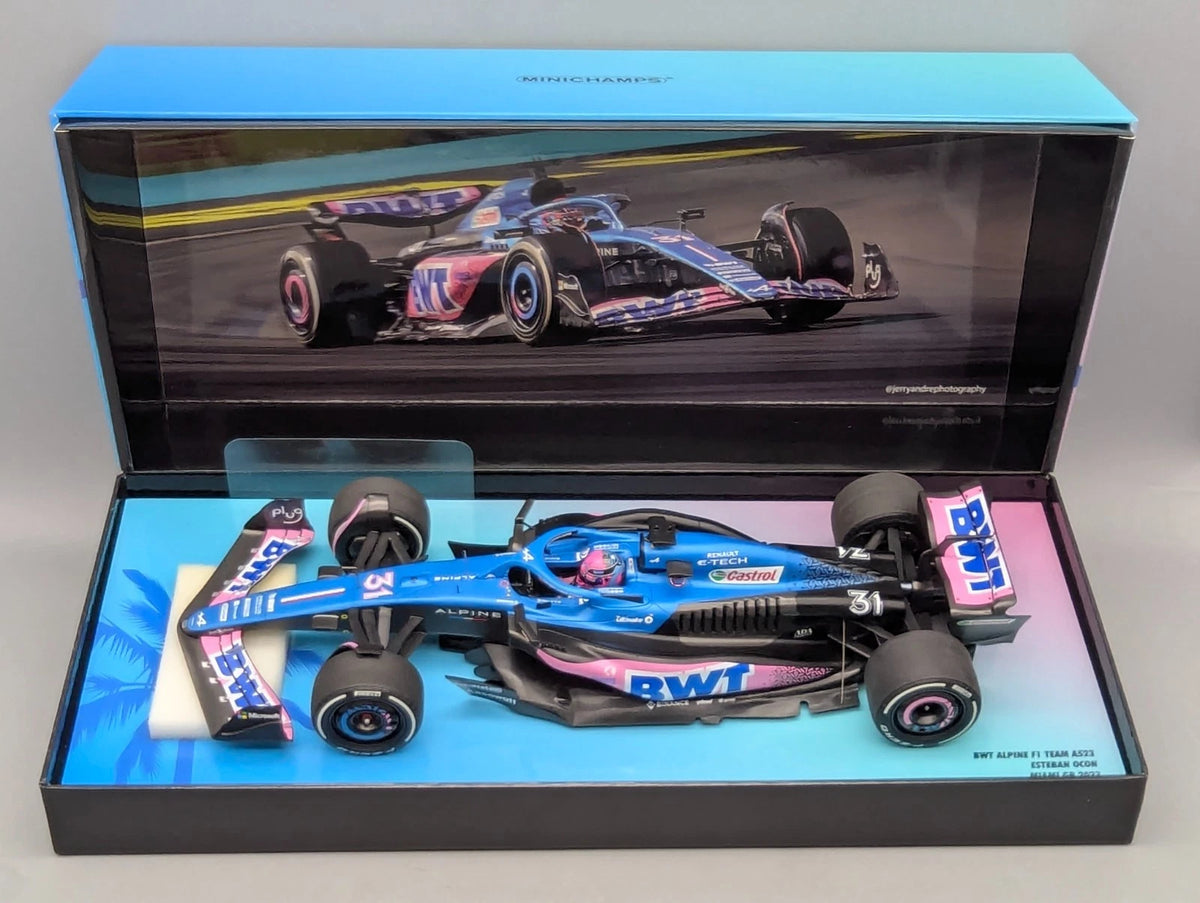 Modellautos 1:18 Minichamps BWT Alpine F1 Miami GP 2023 #31 Esteban Ocon mit OVP