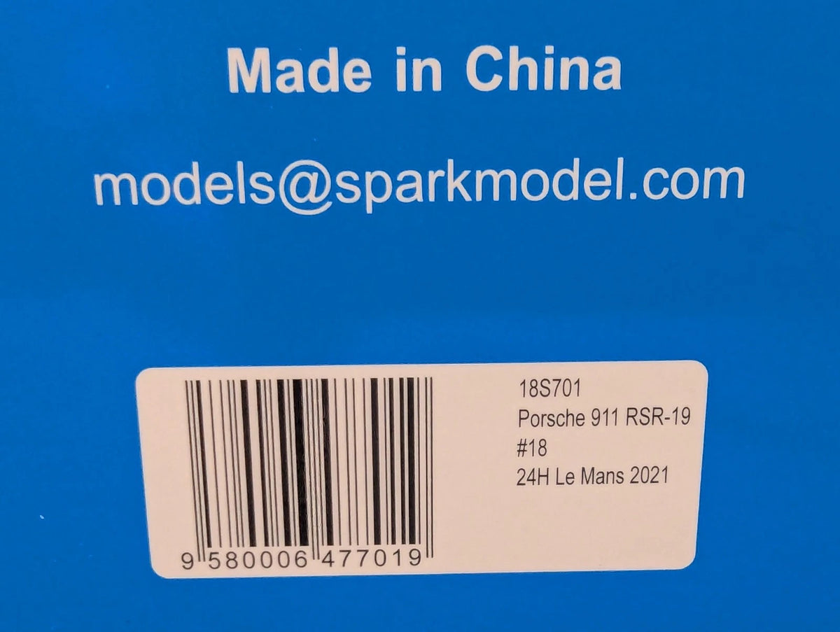 Modellautos 1:18 Spark 18S701 Porsche 911 RSR-19 24h Le Mans 2021 #18 OVP