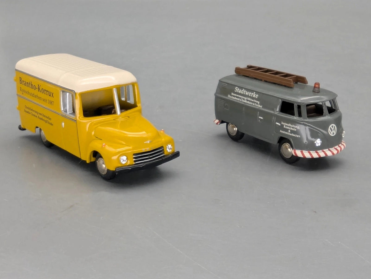 Modellautos 1:87 BUB nicht Schuco Opel Blitz und VW 2-tlg Set in Dose OVP