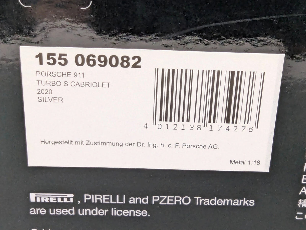 Modellautos 1:18 Minichamps Porsche 911 turbo S Cabriolet 2020 Silber mit OVP