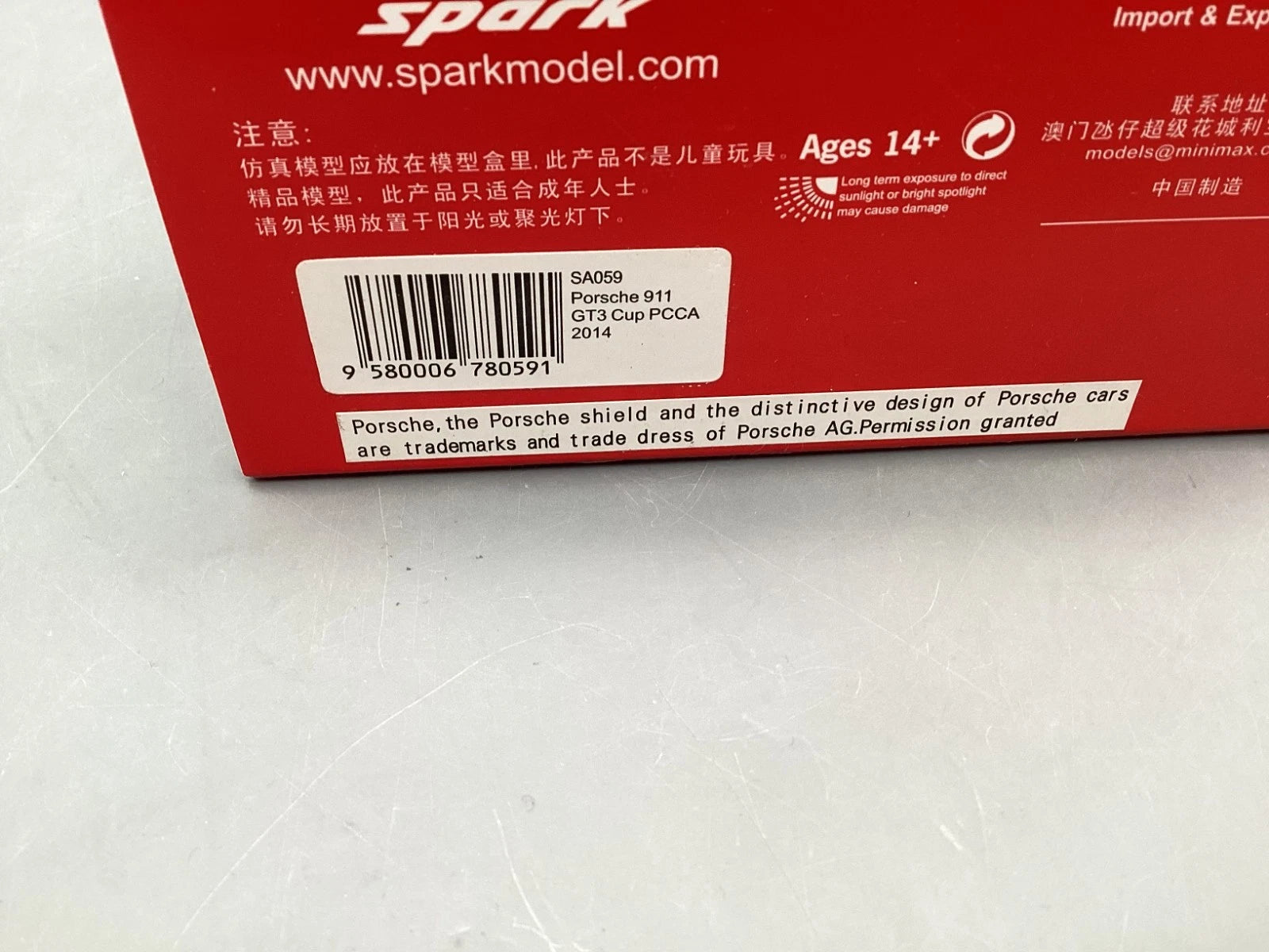 Modellautos 1:43 Spark Porsche 911 GT3 Cup PCCA 2014 limitiert mit OVP