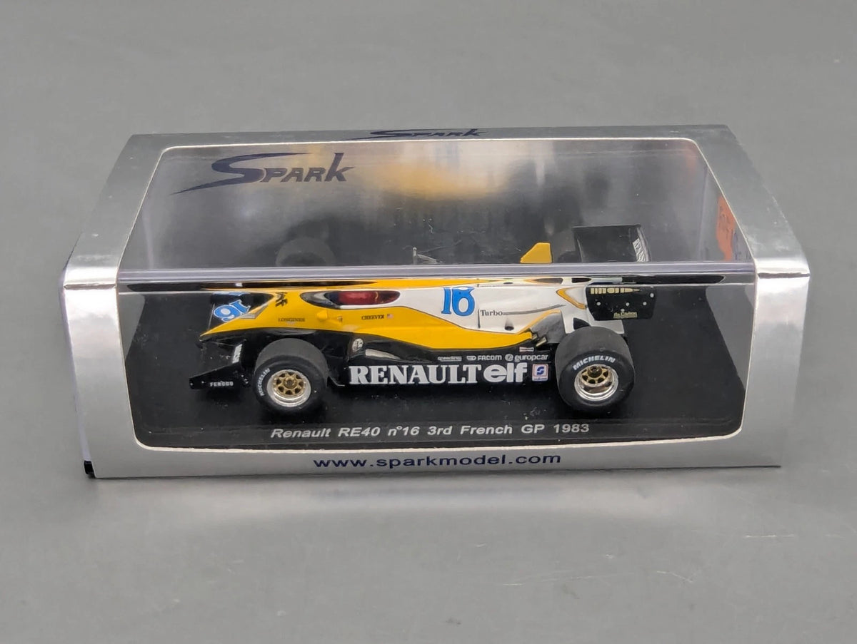 Modellautos 1:43 Spark S1707 Renault RE40 3rd French GP 1983 #16 E. Cheever OVP