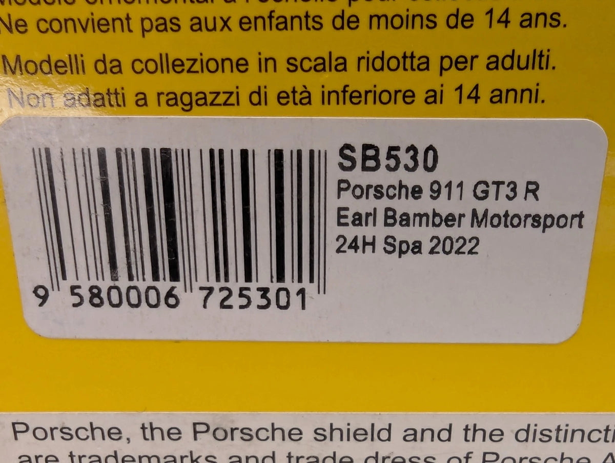 Modellautos 1:43 Spark SB530 Porsche 911 GT3 R 24h Spa 2022 Earl Bamber #16 OVP