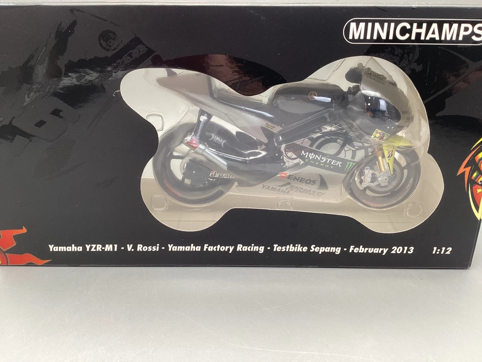 Motorrad Modell 1:12 Minichamps Yamaha YZR-MI V. Rossi Testbike Sepang 2013  OVP