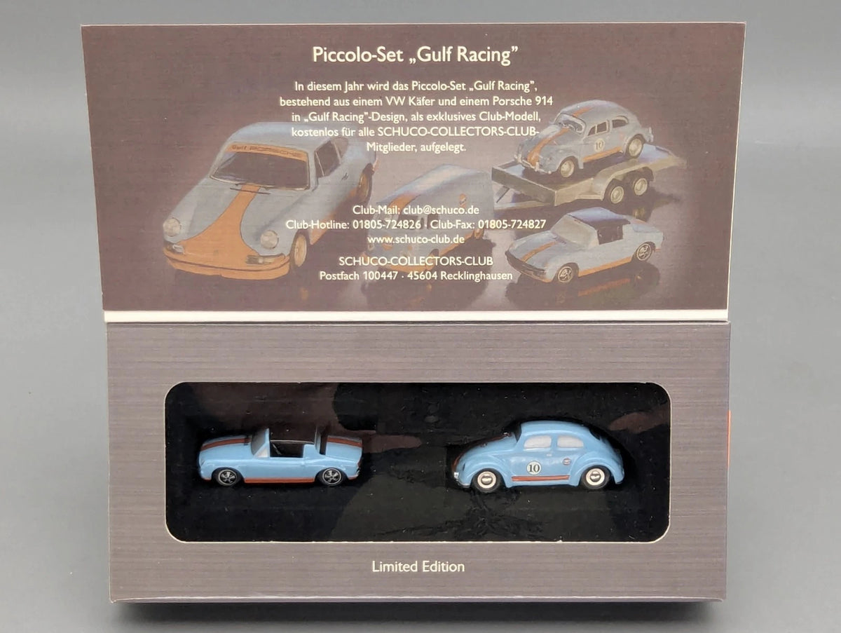 Modellautos 1:90 Schuco Piccolo-Set Gulf Racing VW Käfer und Porsche 914 in OVP