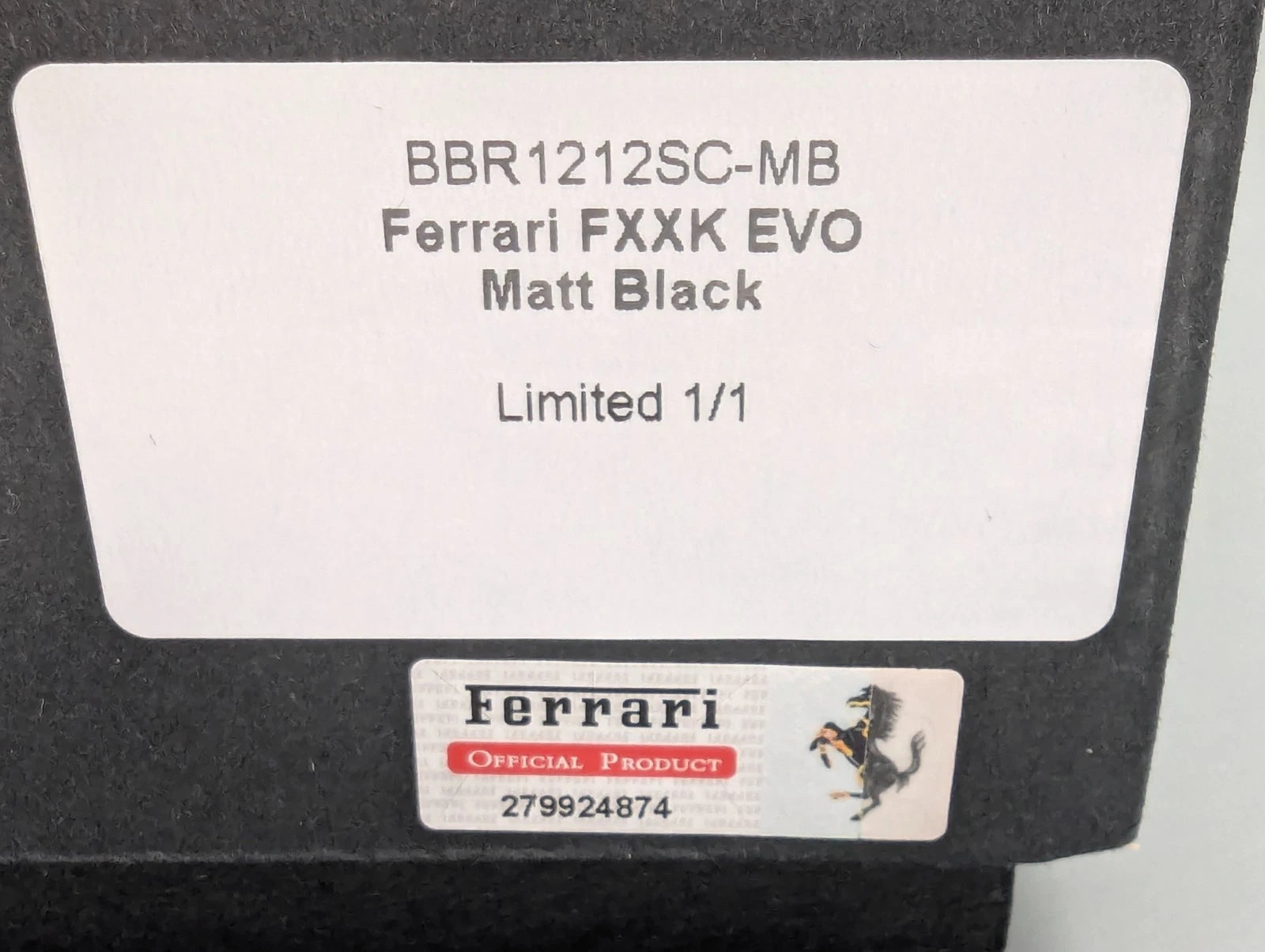 Modellautos 1:12 BBR Ferrari FXX-K EVO Matt Black Ltd 01/01 Vitrine OVP