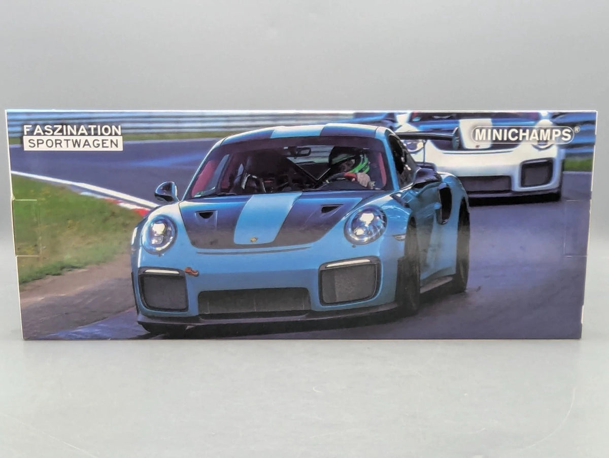 Modellautos 1:18 Minichamps Porsche 911 GT2RS 991.2 2018 Blue Weissach mit OVP