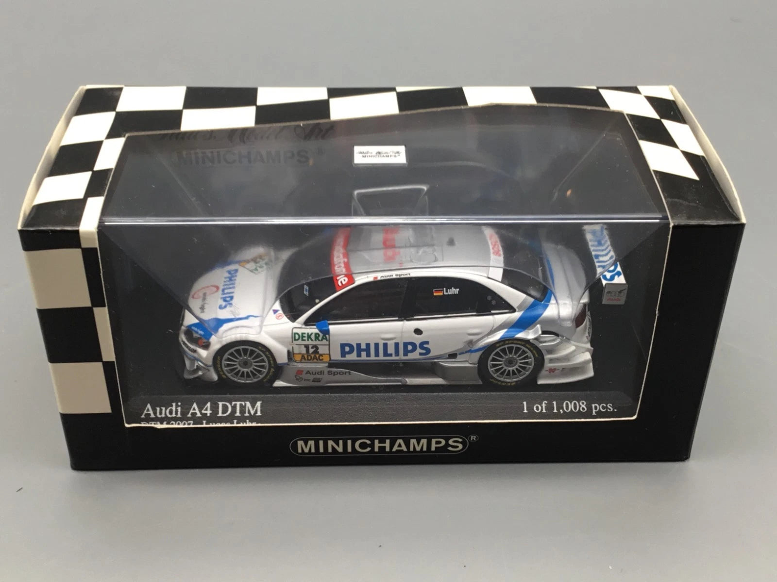 Modellautos 1:43 Minichamps Audi A4 DTM 2007 Lucas Luhr #12 in OVP