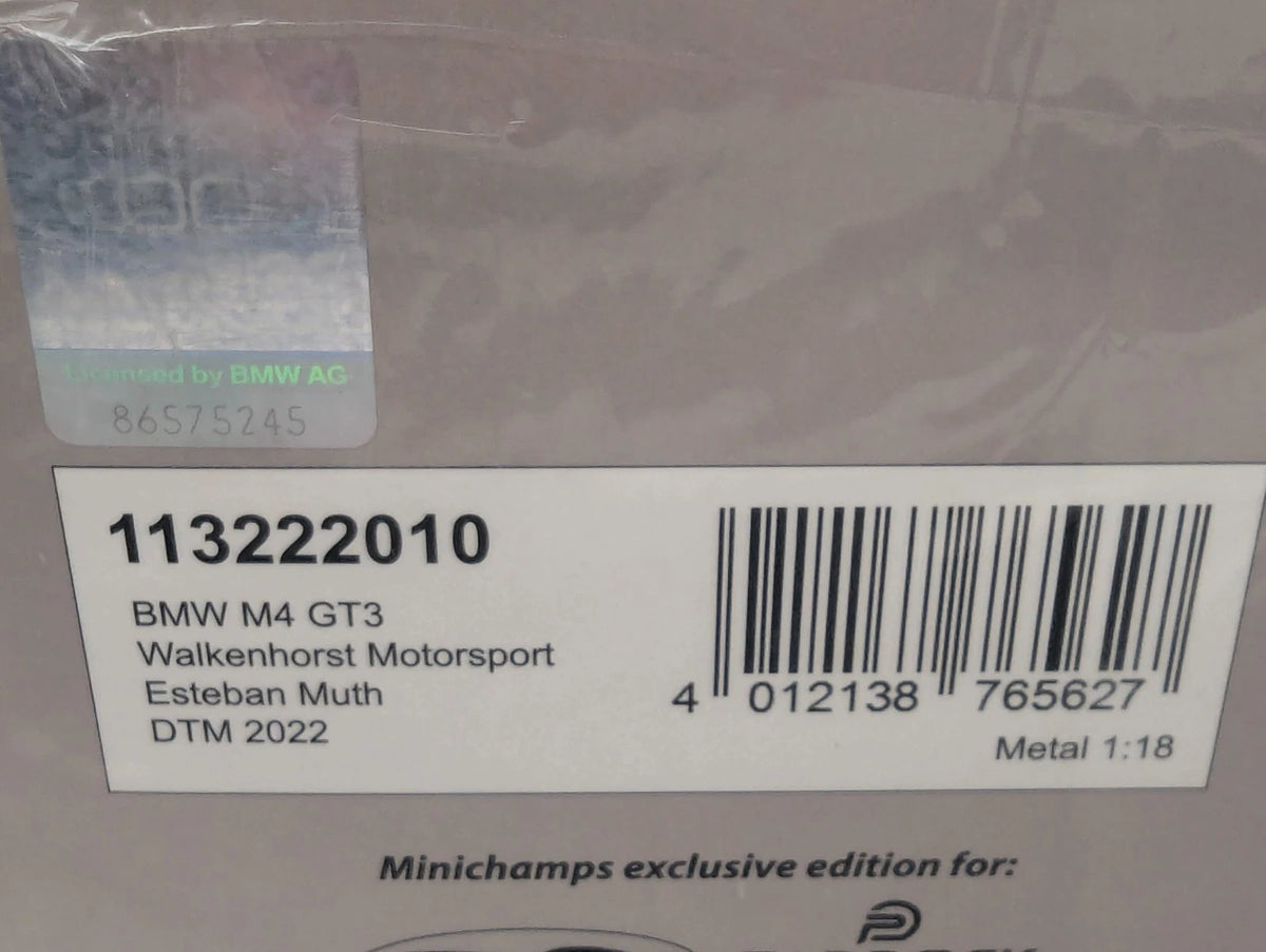 Modellautos 1:18 Minichamps BMW M4 GT3 DTM 2022 Team Walkenhorst #10 E. Muth OVP