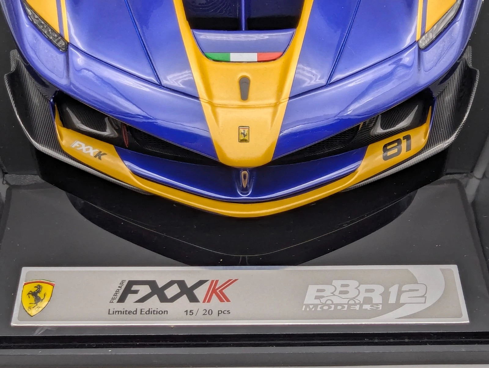 Modellautos 1:12 BBR Ferrari FXX-K Car #81 Blau Gelb Ltd 15/20 in Vitrine OVP