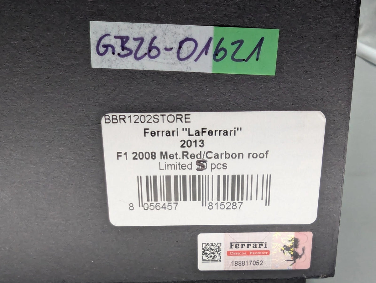 Modellautos 1:12 BBR Ferrari LaFerrari 2013 F1 2008 Met Red Ltd 04/05 Stück OVP