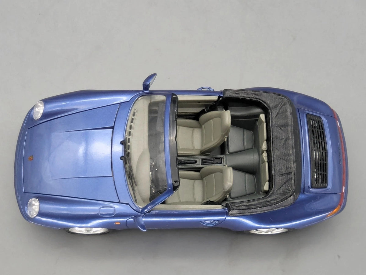 Modellautos 1:18 Bburago Porsche 911 Carrera Cabriolet 1993 Blau Met mit Vitrine
