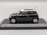Modellautos 1:43 Minichamps Mini Cooper 2001 Black mit Haube zum Öffnen mit OVP