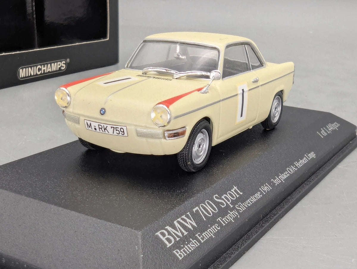 Modellautos 1:43 Minichamps BMW 700 Sport Silverstone 1961 #1 Herbert Linge  OVP