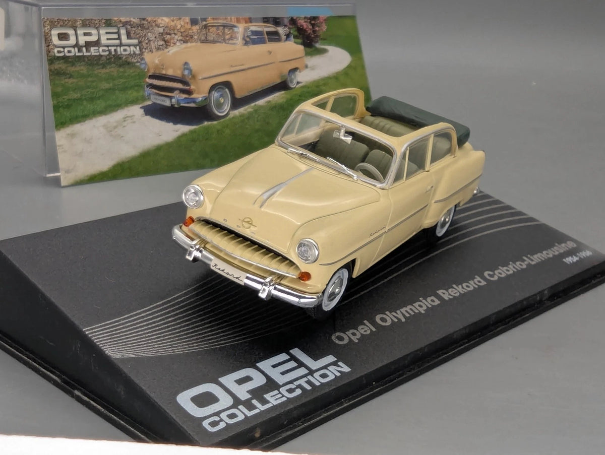 Modellautos 1:43 Ixo für Eaglemoss Opel Collection Olympia Rekord Cabrio Vitrine