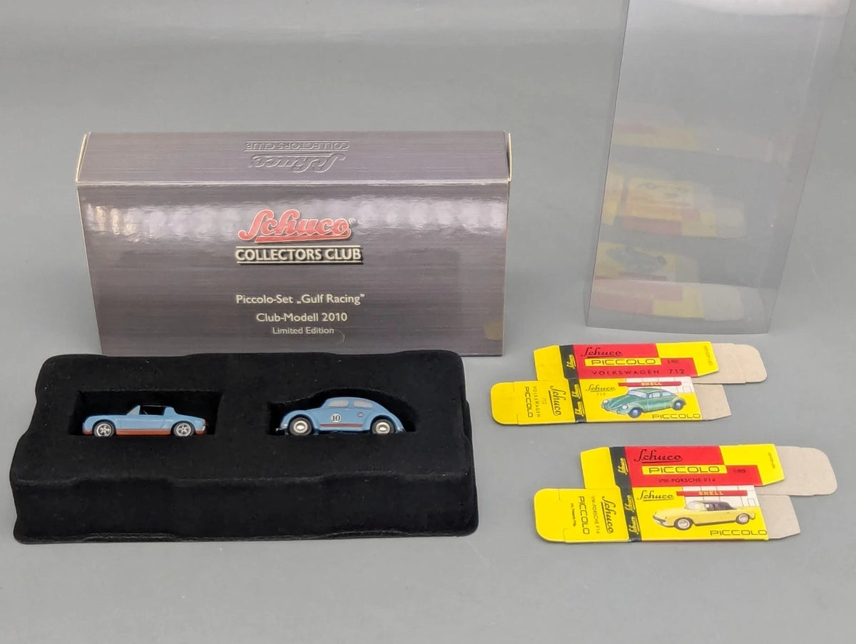 Modellautos 1:90 Schuco Piccolo-Set Gulf Racing VW Käfer und Porsche 914 in OVP