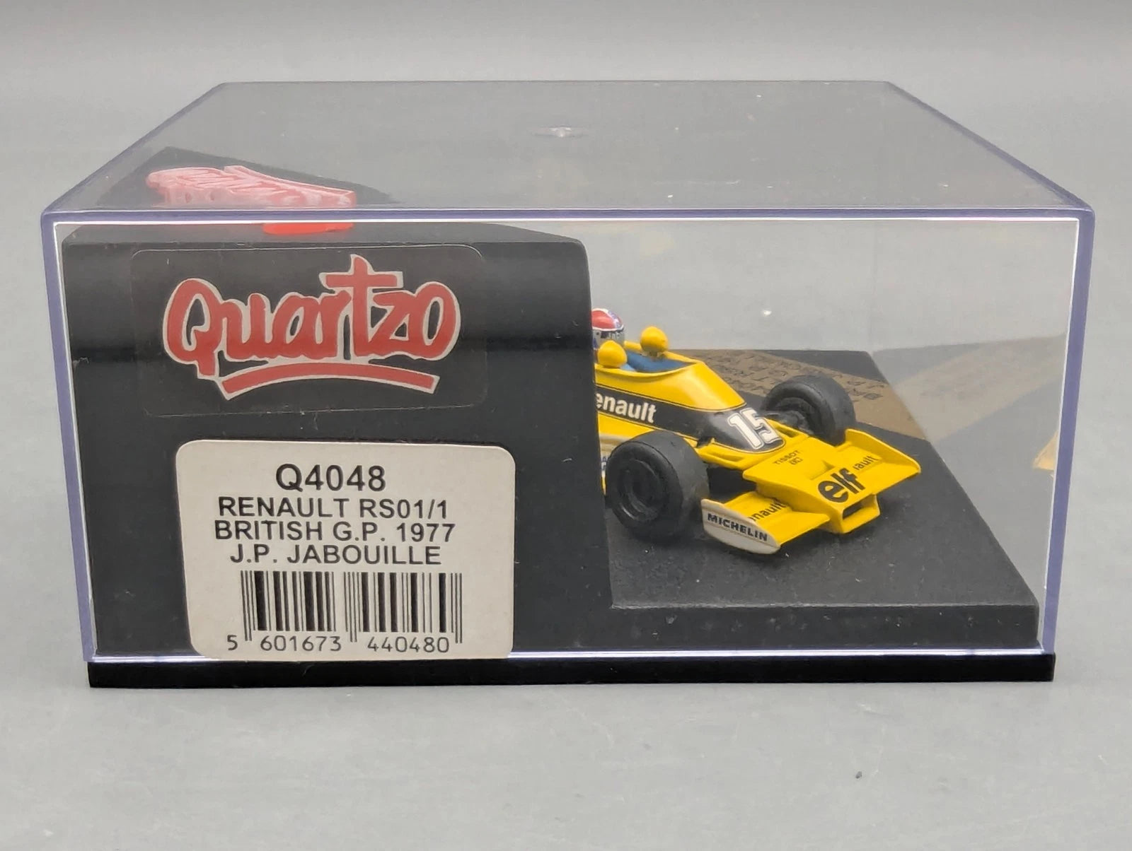 Modellautos 1:43 Quartzo Renault RS01/1 British GP 1977 #15 Jabouille Vitrine