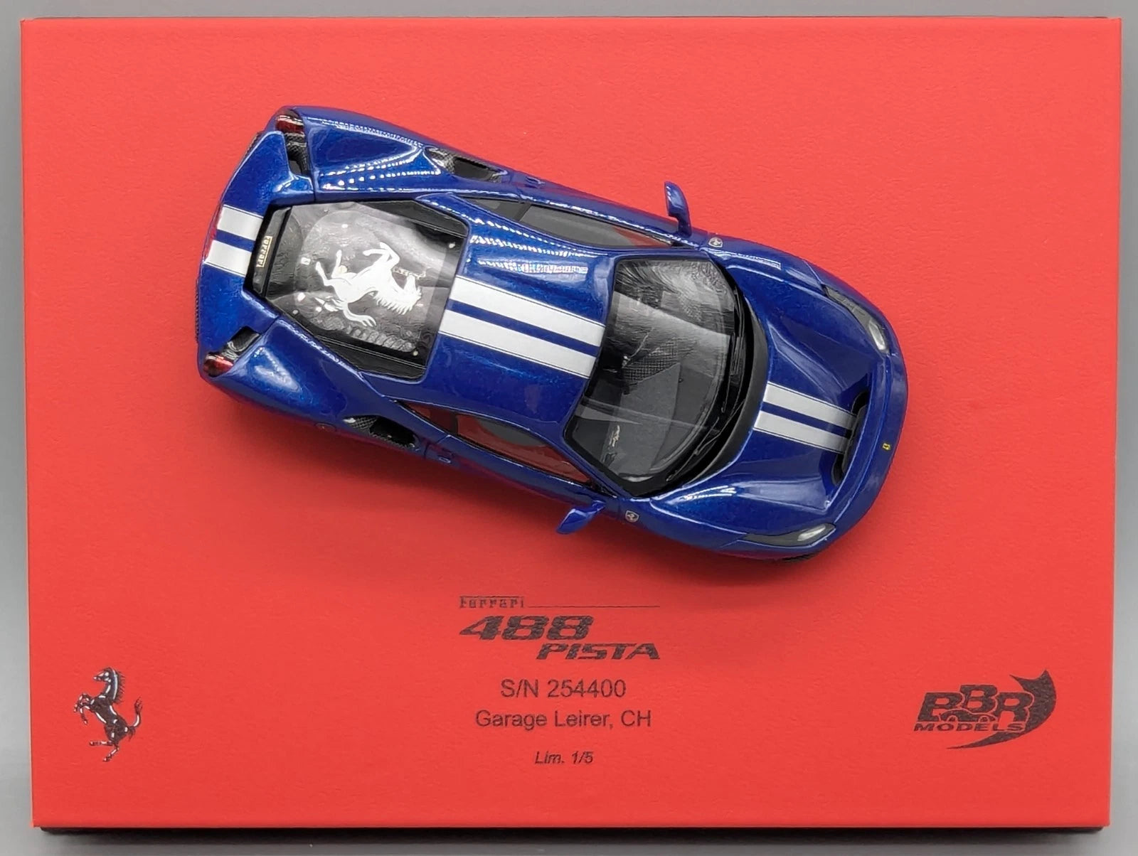 Modellautos 1:43 BBR Ferrari 488 Pista LHD Leirer CH Limited 1/5 Medium Base OVP