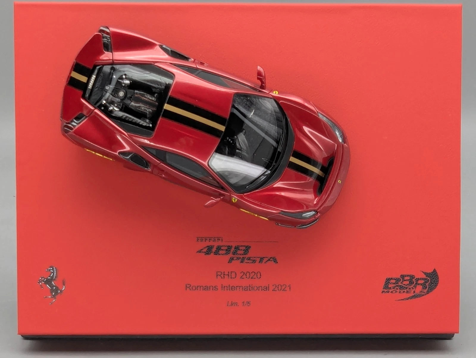 Modellautos 1:43 BBR Ferrari 488 Pista RHD 2020 Romans Inter. 2021 01/05 mit OVP