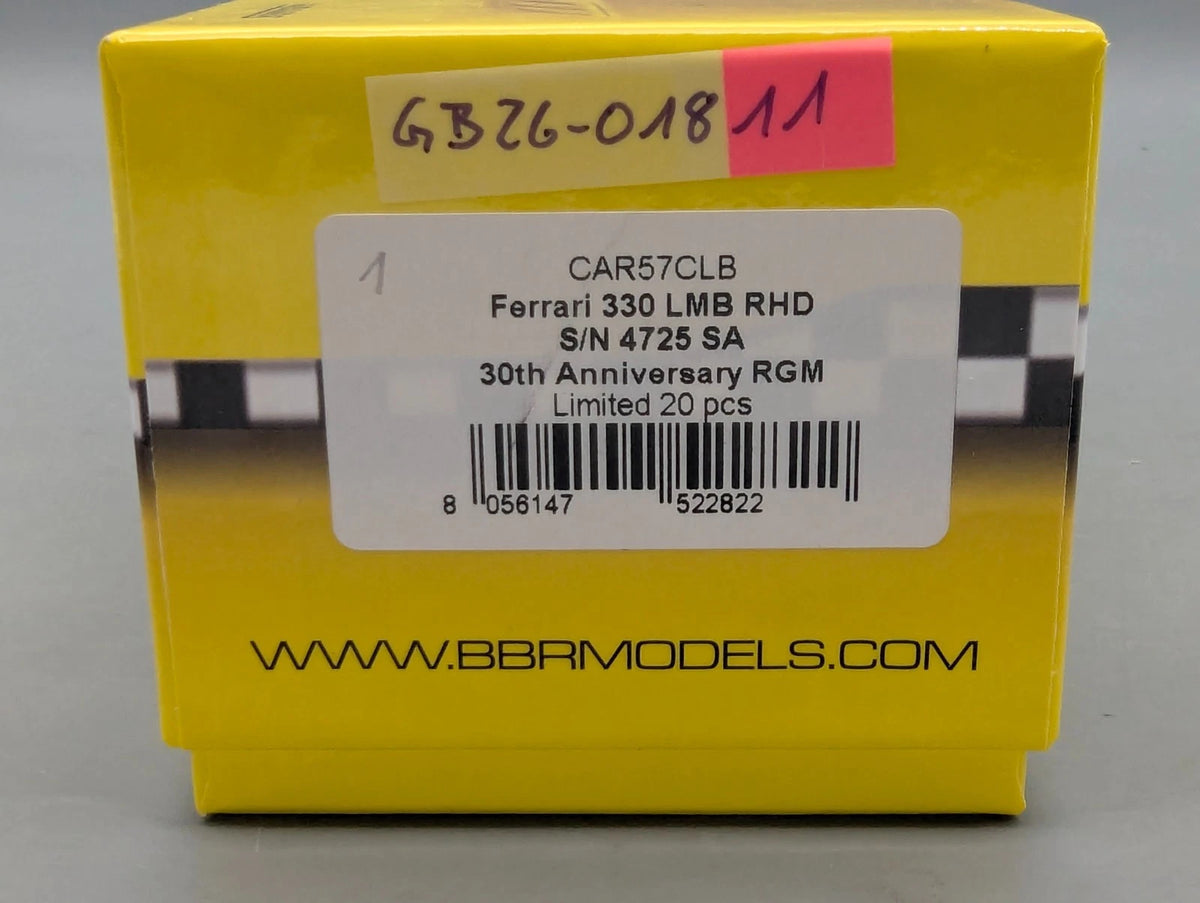Modellautos 1:43 BBR RGM Ferrari 330 LMB RHD S/N 4725 SA Ltd 01/20 OVP