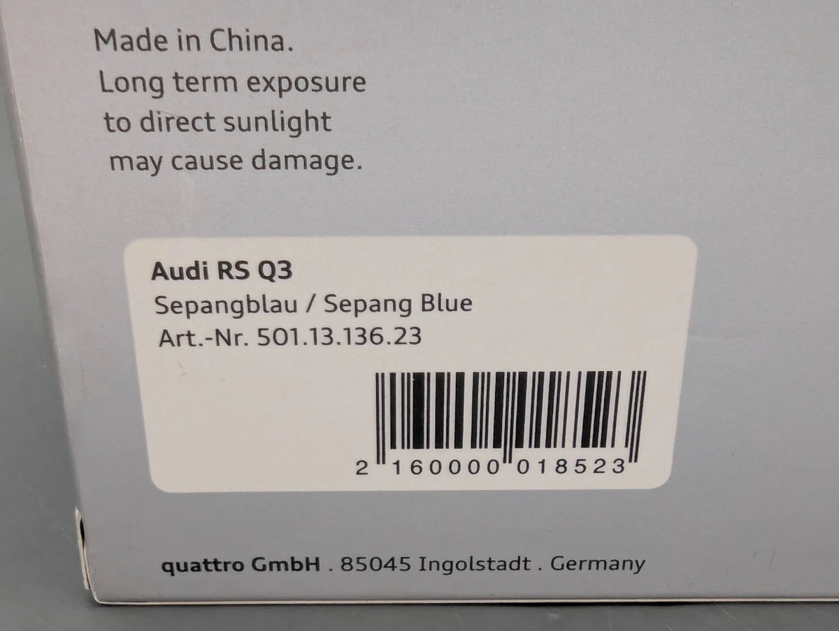 Modellautos 1:43 Schuco Audi RS Q3 Sepang Blau Metallic mit Dealer OVP