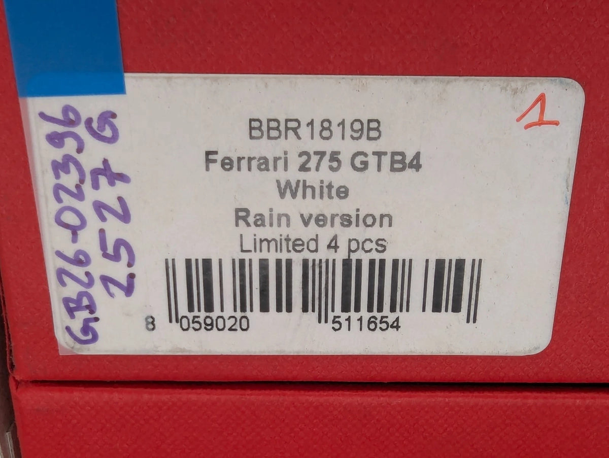 Modellautos 1:18 BBR Ferrari 275 GTB/4 1966 Weiß Rain Version 01/04 mit  OVP