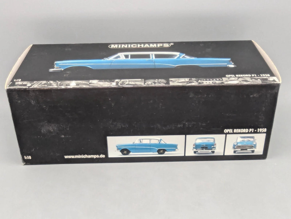 Modellautos 1:18 Minichamps Opel Rekord P1 1958 Türkisblau mit OVP