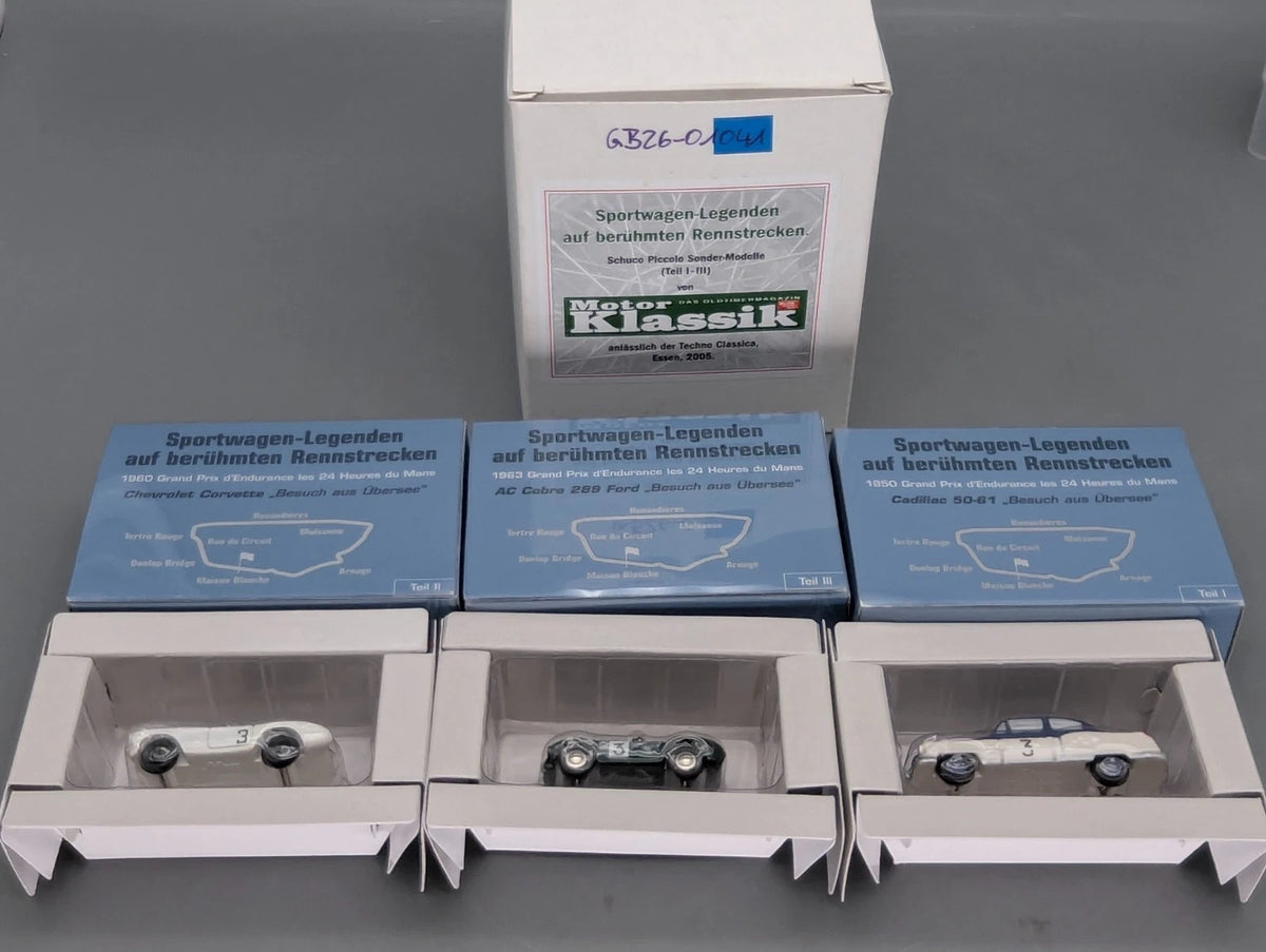 Modellautos 1:90 Schuco Piccolo 3-tlg Set Motor Klassik Sportwagen Legenden OVP
