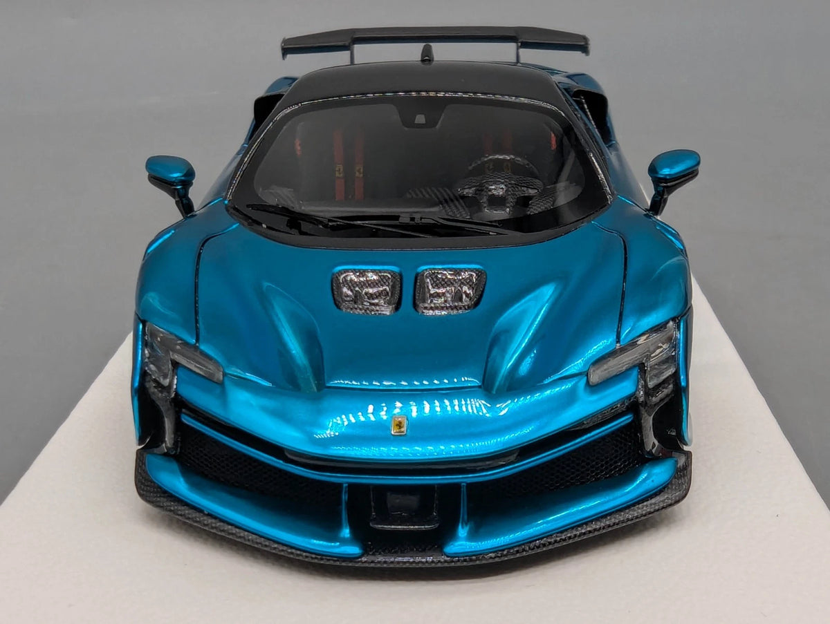 Modellautos 1:43 BBR Concept43 Ferrari SF90XX Stradale Chrome Blue Ltd 04/15 OVP