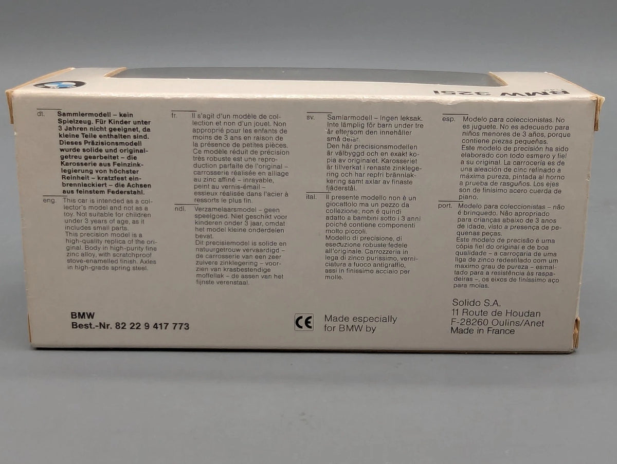 Modellautos 1:43 Solido BMW 325i mit Dealer OVP