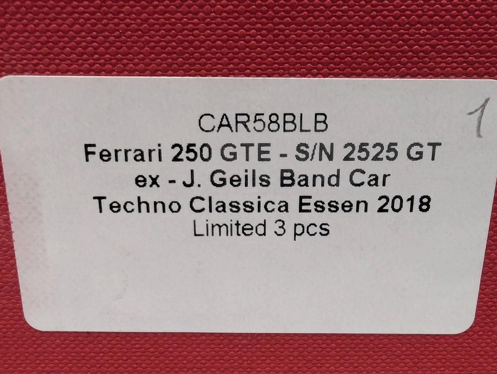 Modellautos 1:43 BBR Ferrari 250 GTE J. Geils Band Car Essen 2018 1/3 Stück OVP