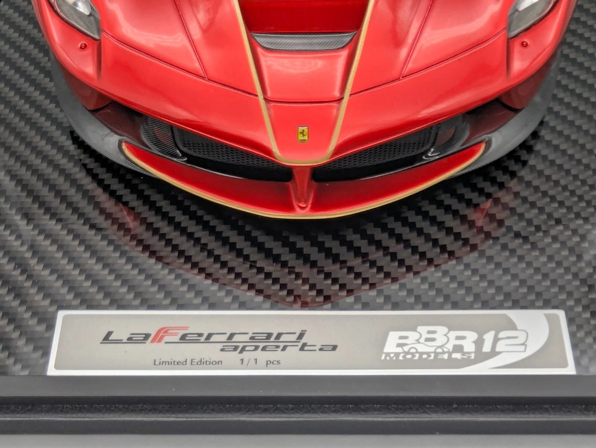Modellautos 1:12 BBR Ferrari LaFerrari Aperta Met. Red UNIKAT 01/01 Vitrine OVP