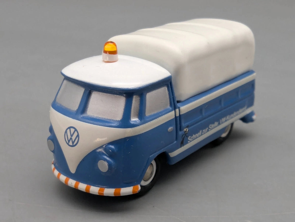 Modellautos 1:90 Schuco Piccolo VW T1 Pritsche / Plane VW-Kundendienst in OVP