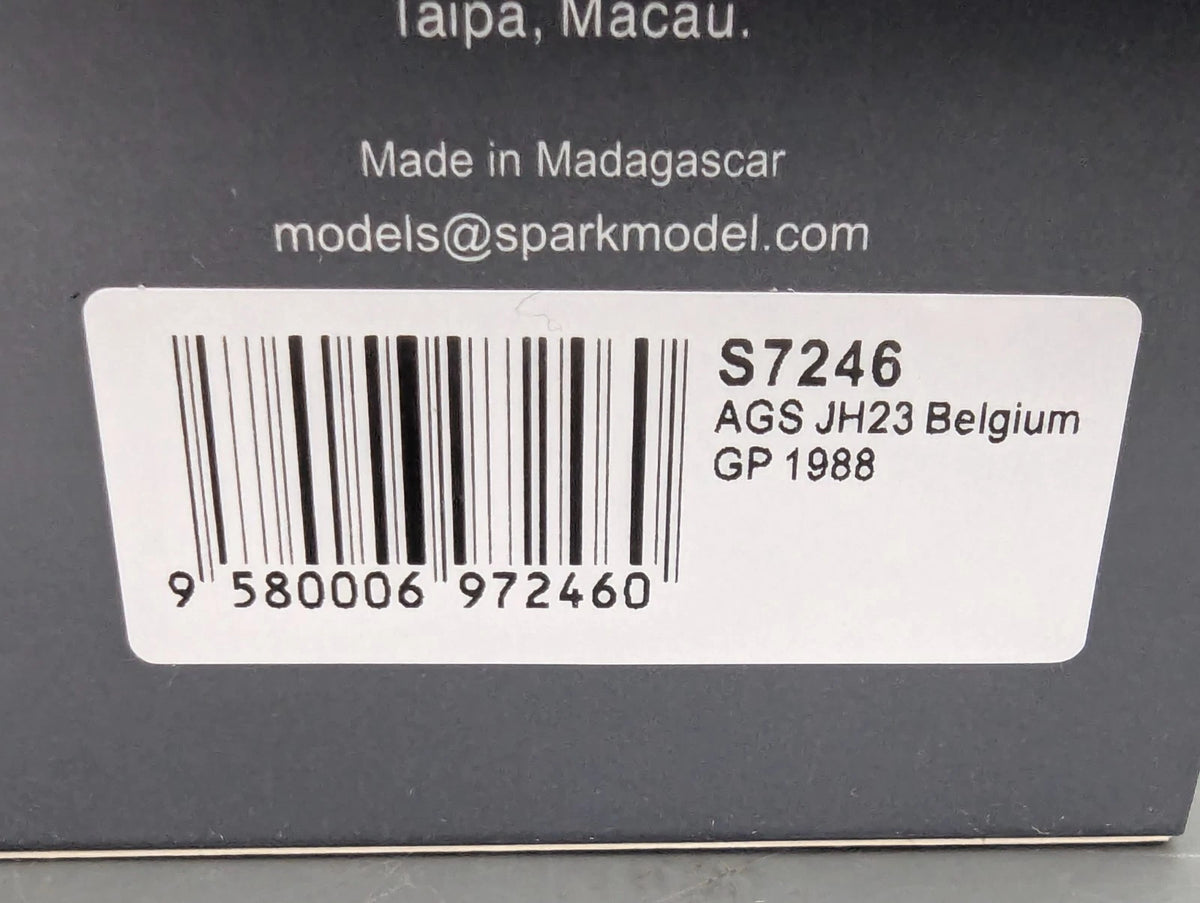Modellautos 1:43 Spark S7246 AGS JH23 Belgium GP 1988 #14  P. Streiff OVP